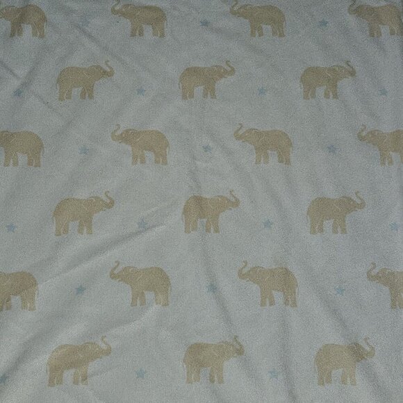 Wendy Bellissimo White Tan Elephant Fleece Baby Blanket Blue Stars READ AS IS - Picture 4 of 13